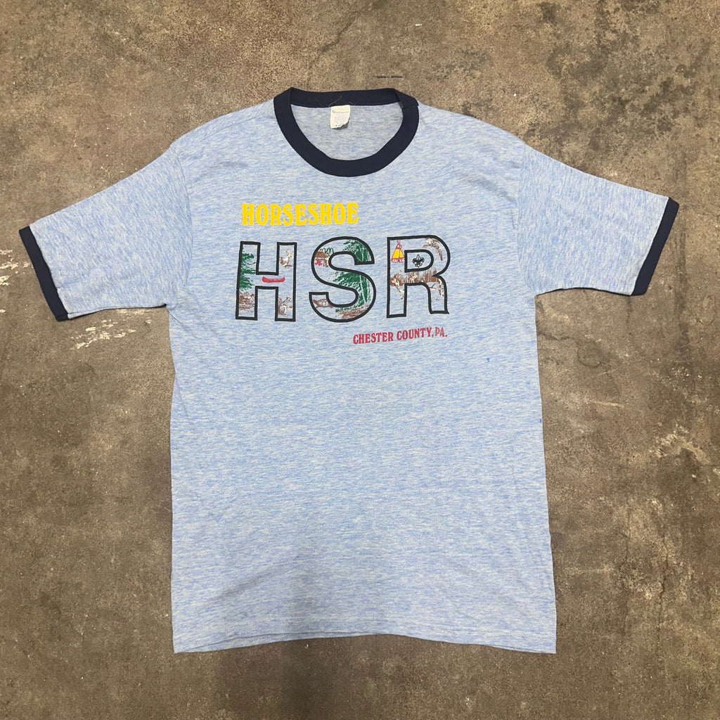 Blue Horseshoe Camp Ringer T-Shirt - XL