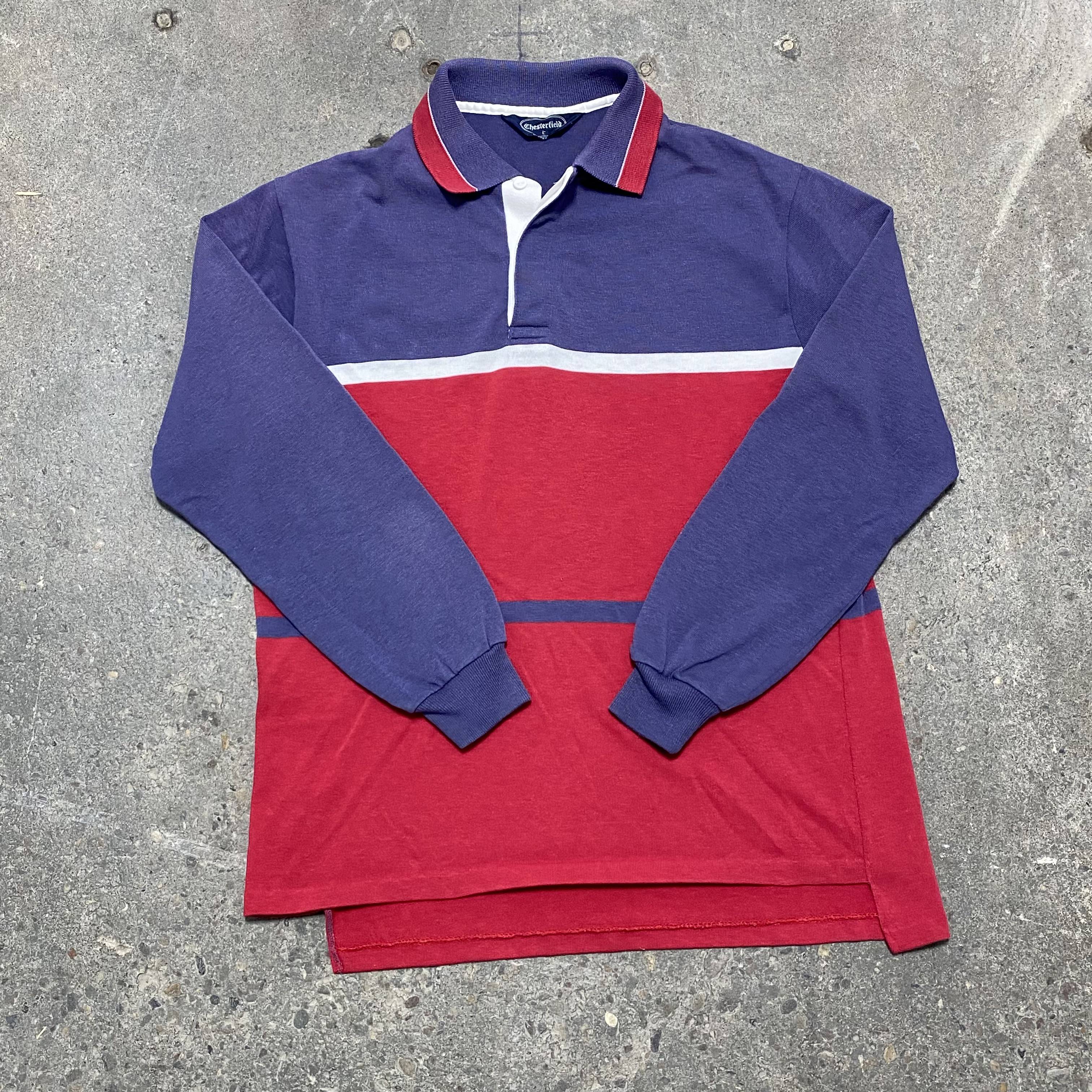 Striped Chesterfield Long Sleeve Polo - L