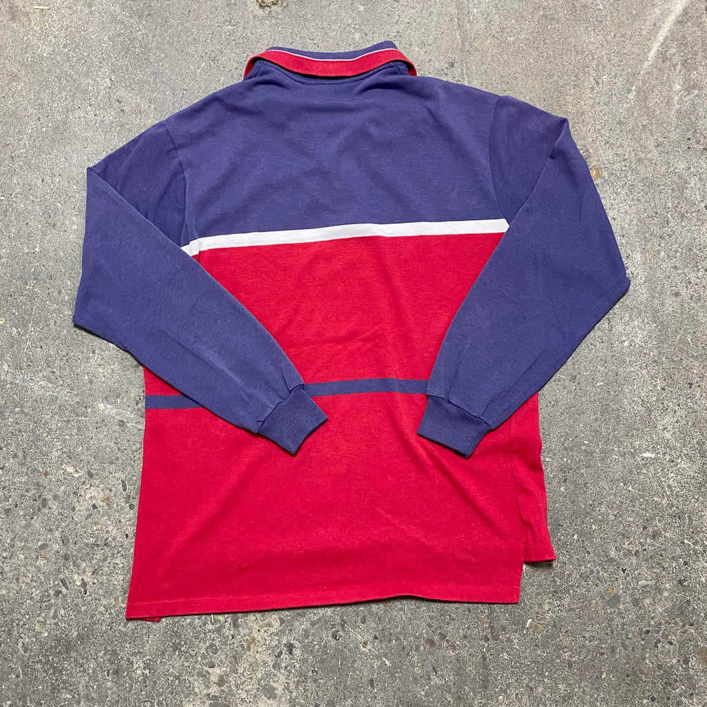 Striped Chesterfield Long Sleeve Polo - L