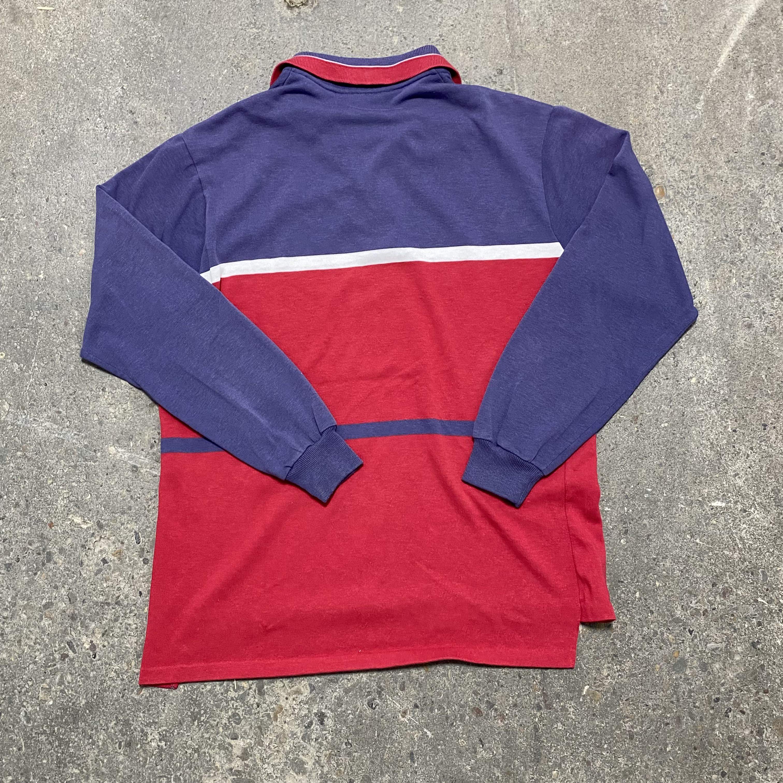 Striped Chesterfield Long Sleeve Polo - L