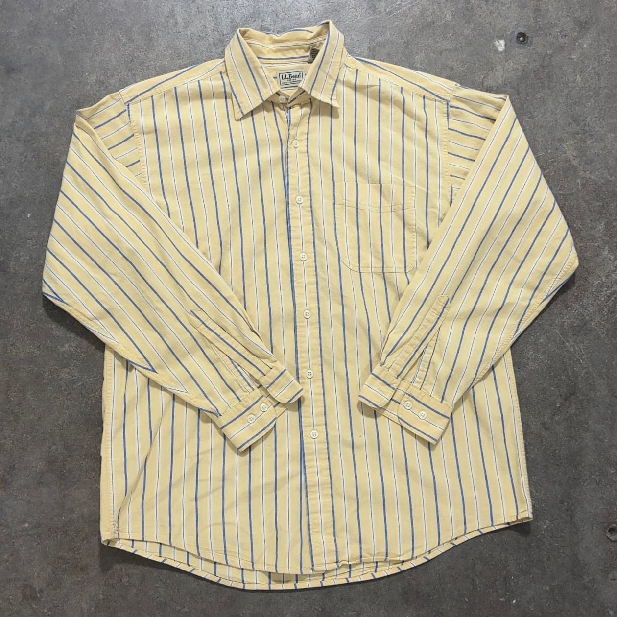 Yellow LL Bean Striped Shirt - M