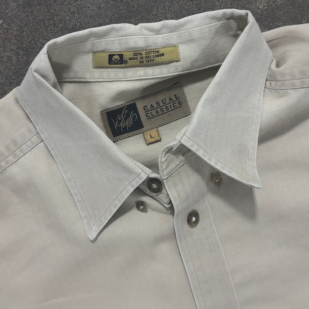 Beige Lord & Taylor Striped Shirt - L