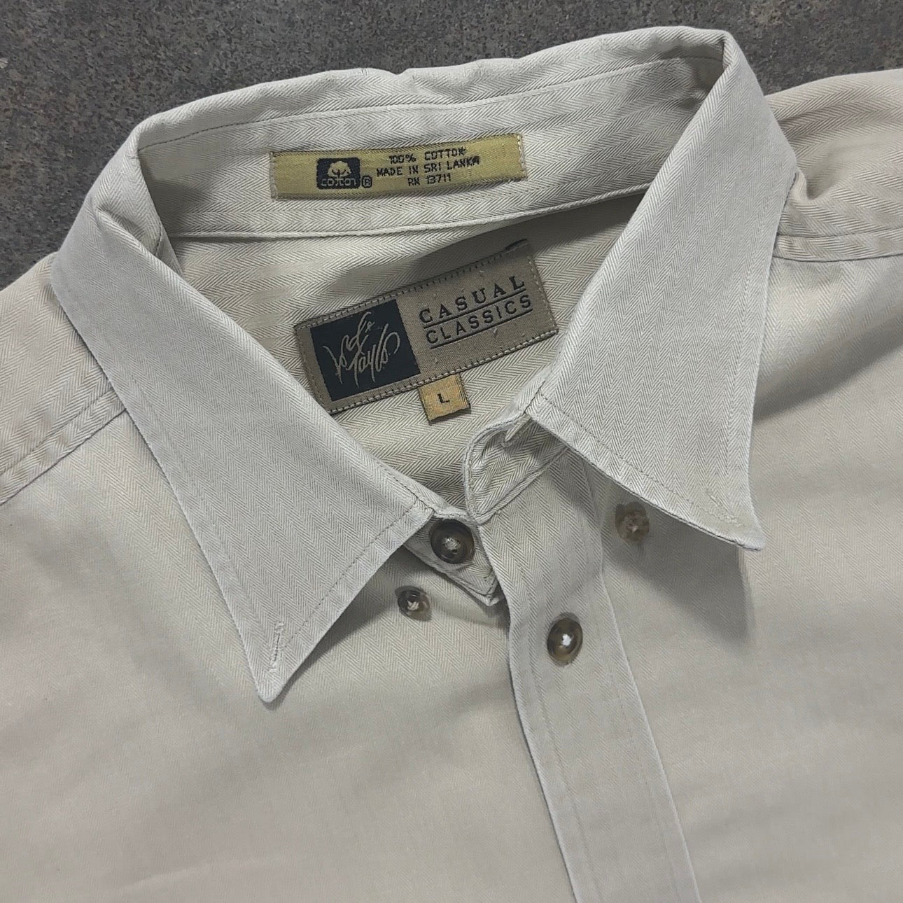 Beige Lord & Taylor Striped Shirt - L
