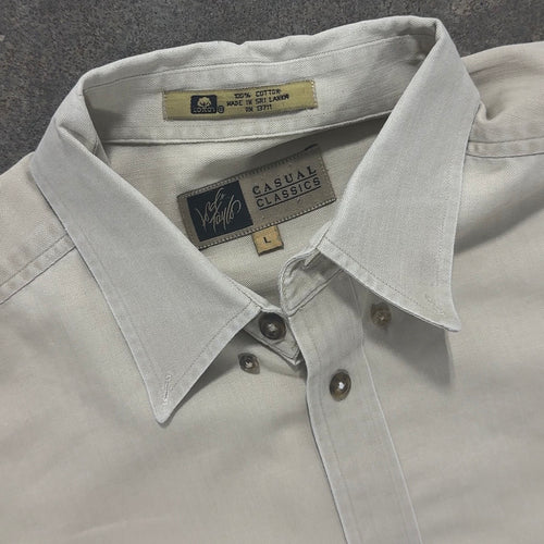 Beige Lord & Taylor Striped Shirt - L