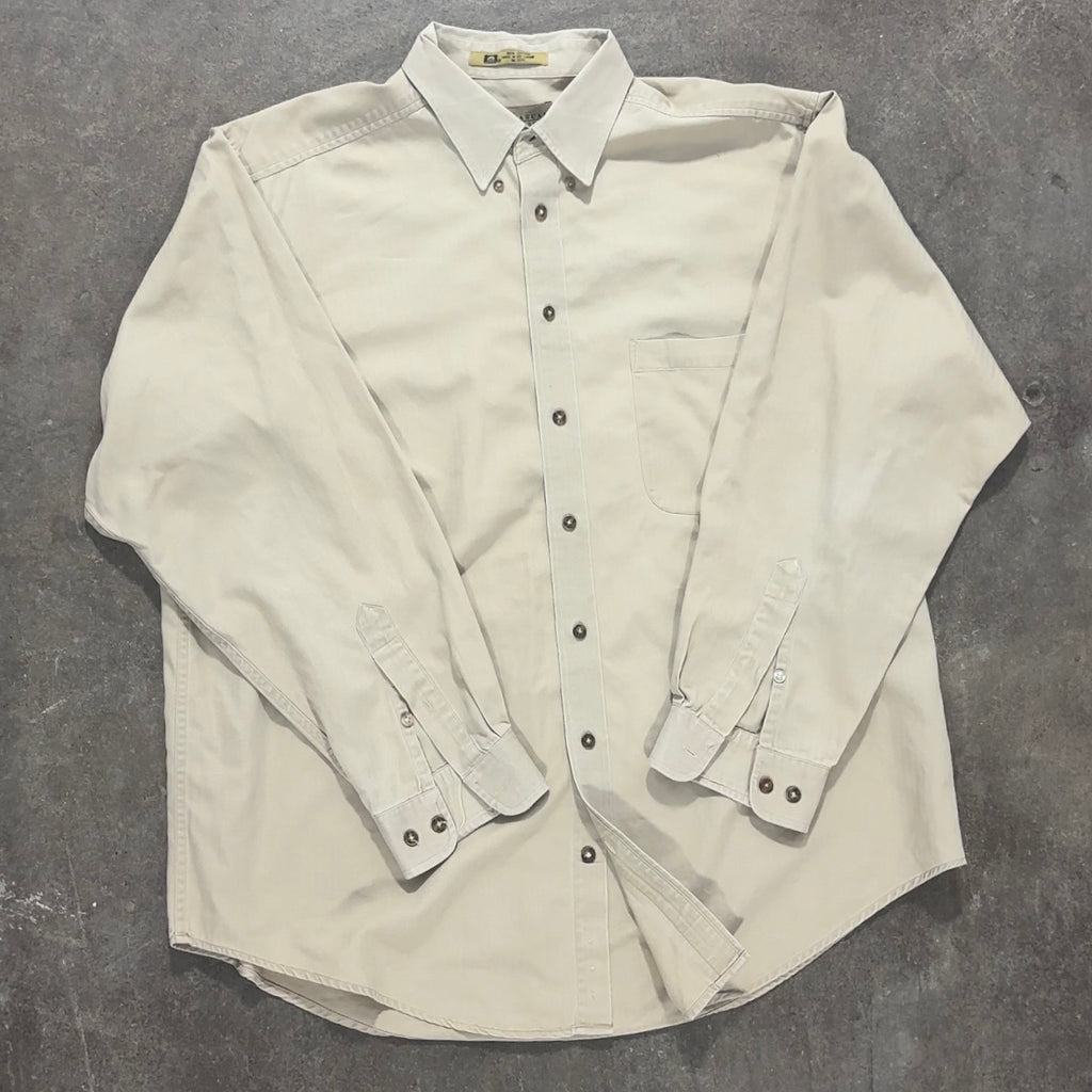 Beige Lord & Taylor Striped Shirt - L