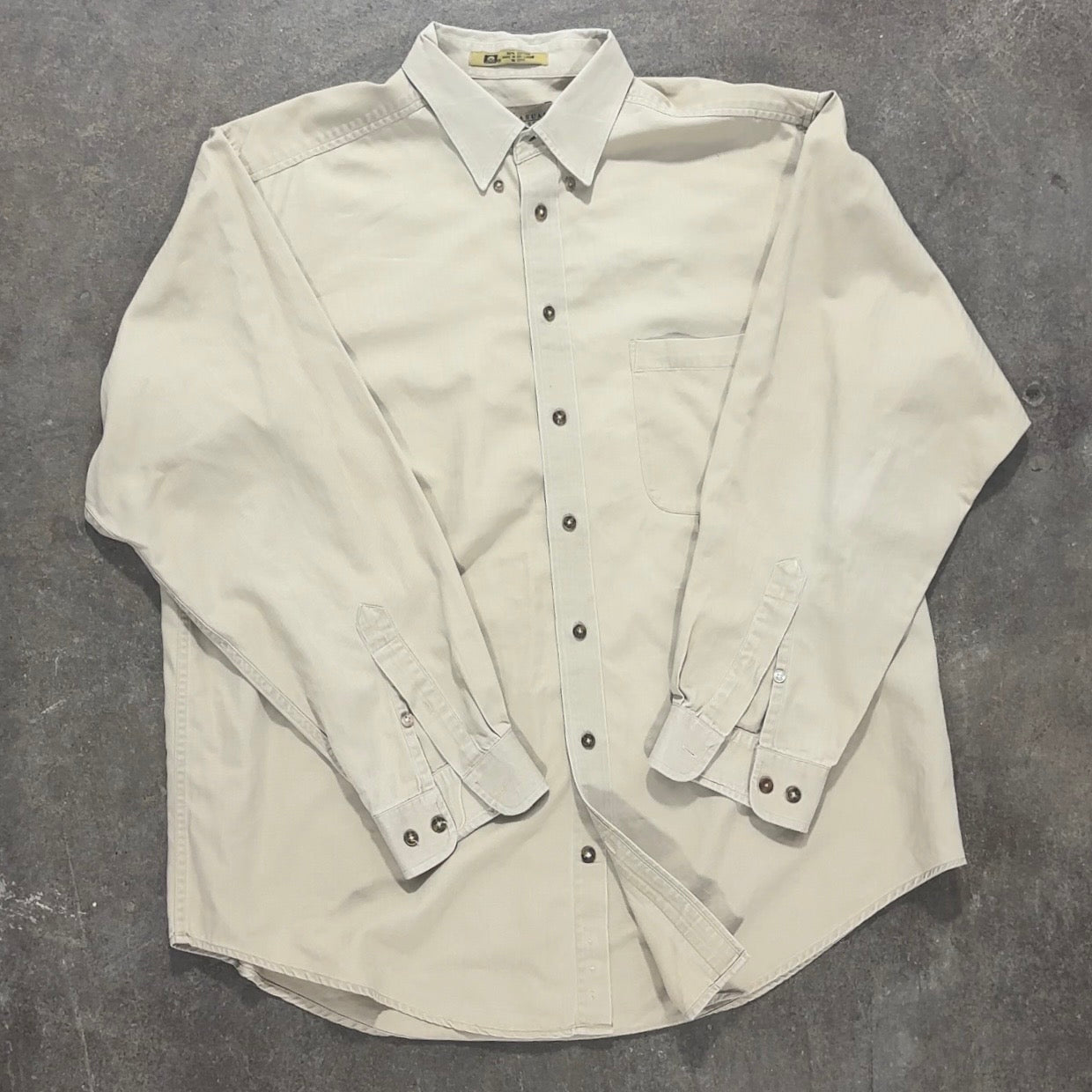 Beige Lord & Taylor Striped Shirt - L